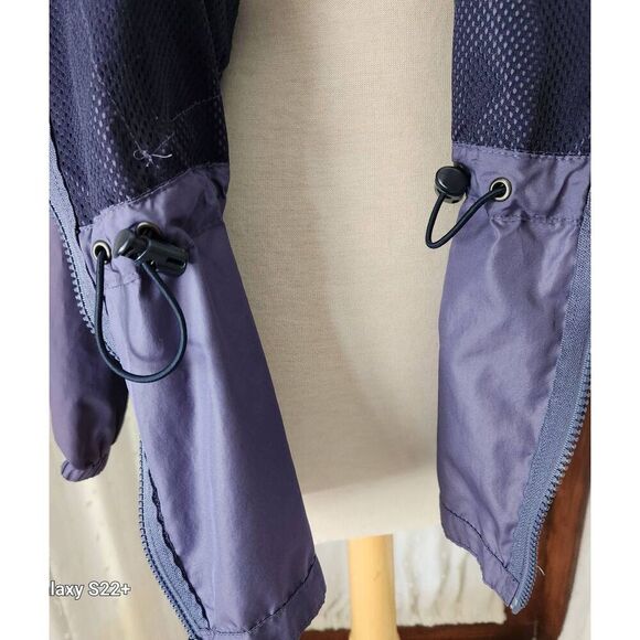 O38 Columbia purple/navy hooded zip-up utility jacket gathered waist activewear - Picture 10 of 11